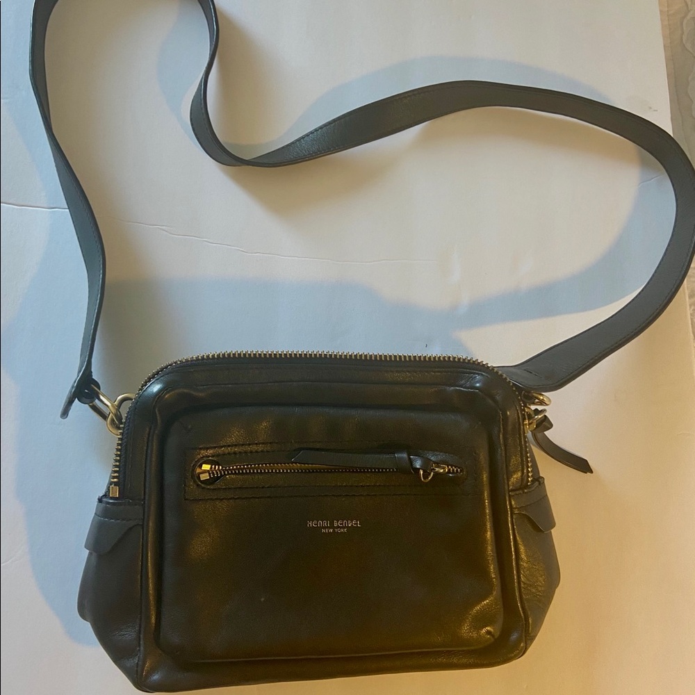Hendri Bendel crossbody black leather